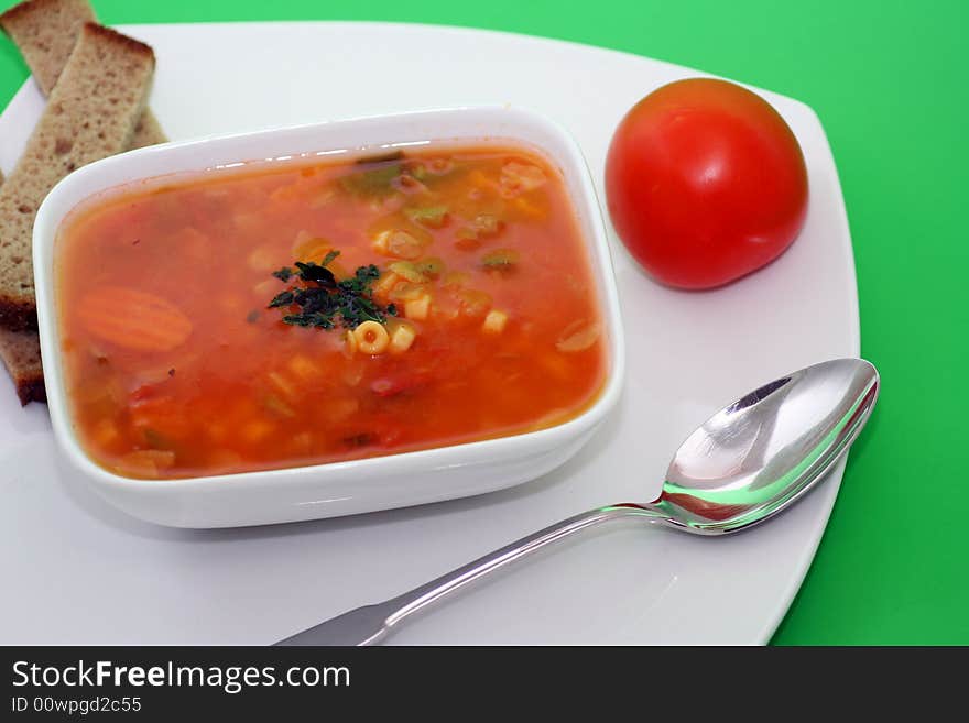 A fresh vegetable soup called minnestrone