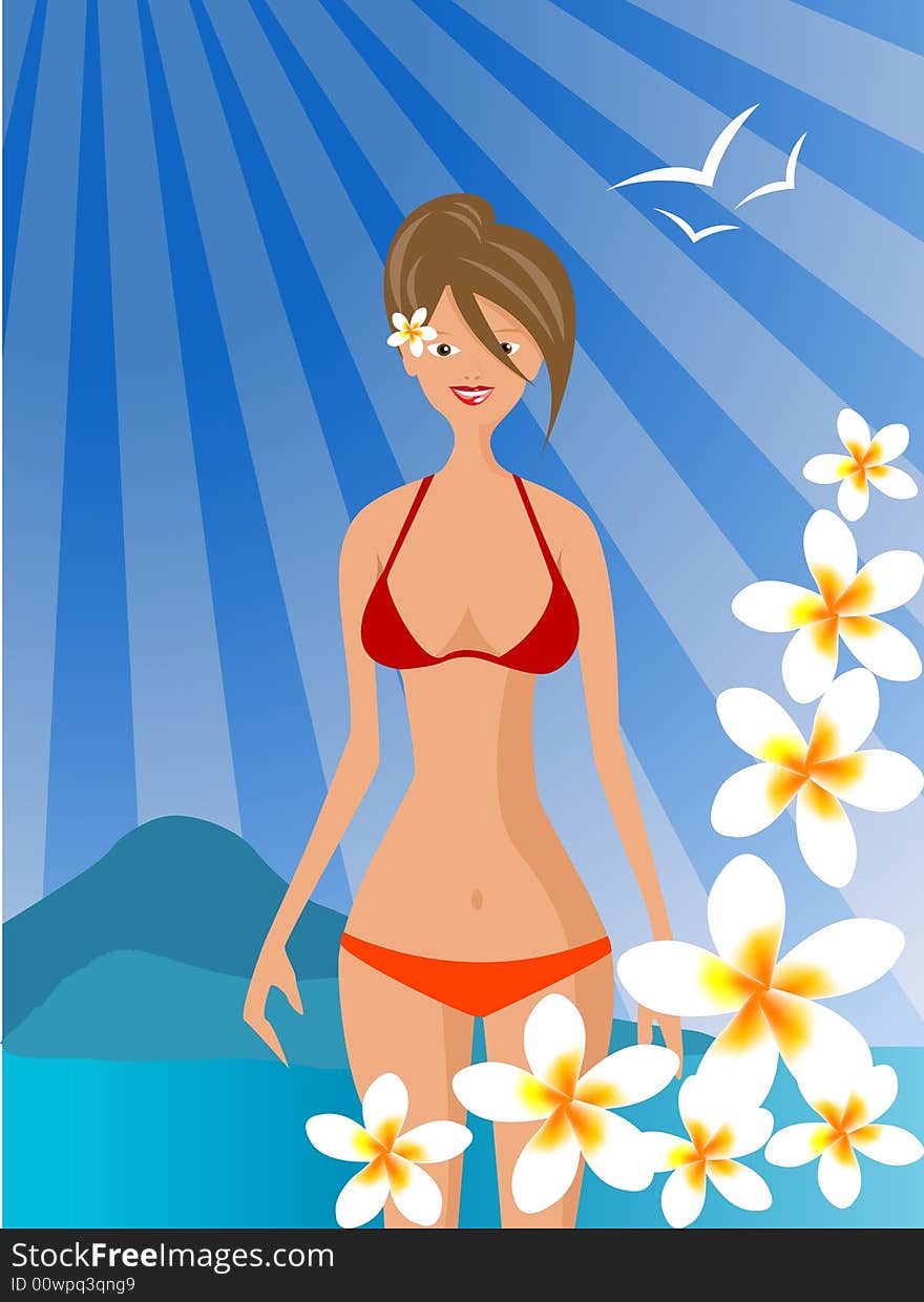 woman on the beach vector. woman on the beach vector