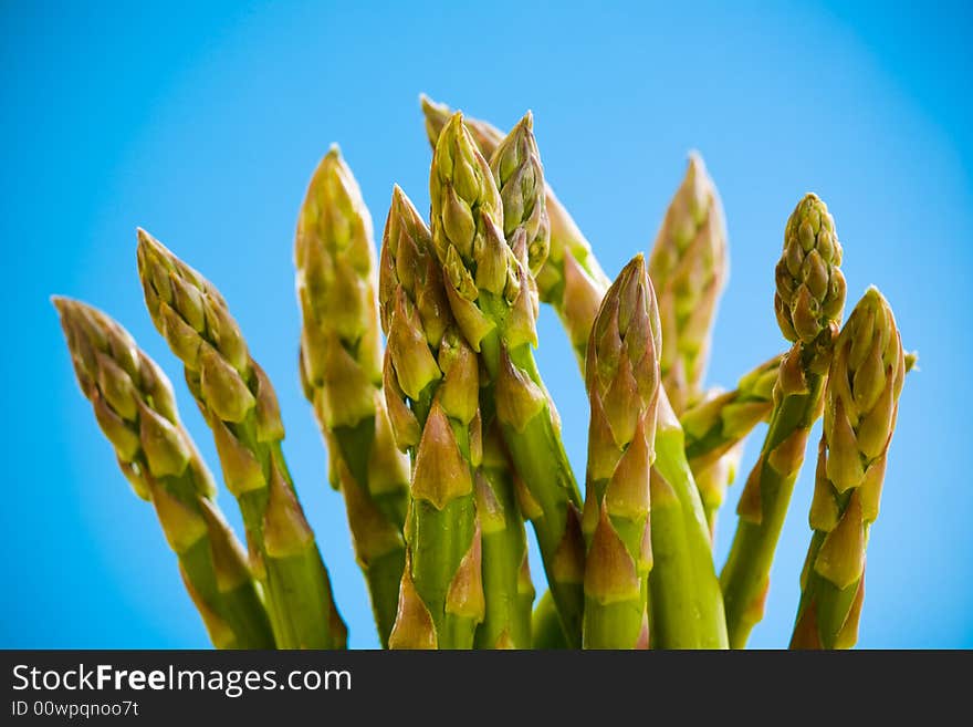 Pile of asparagus on the kitchen table