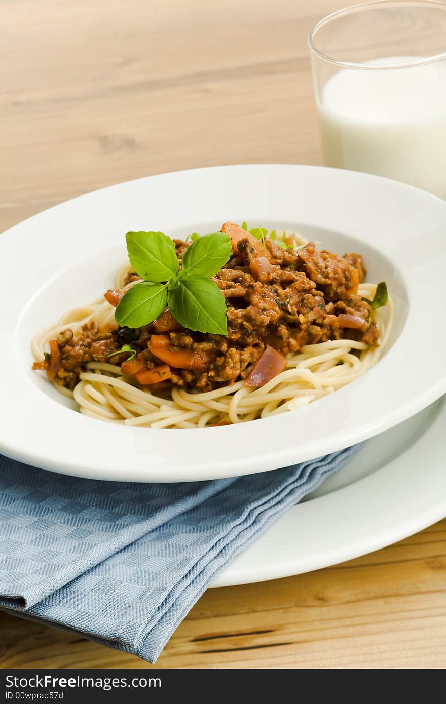 Italian pasta on the white plate