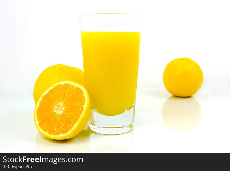 Orange juice isolated against a white background