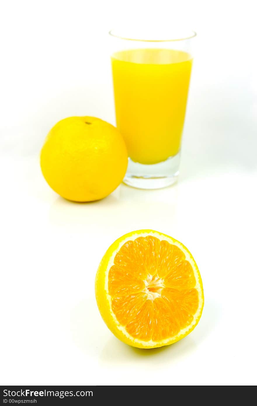 Orange juice isolated against a white background