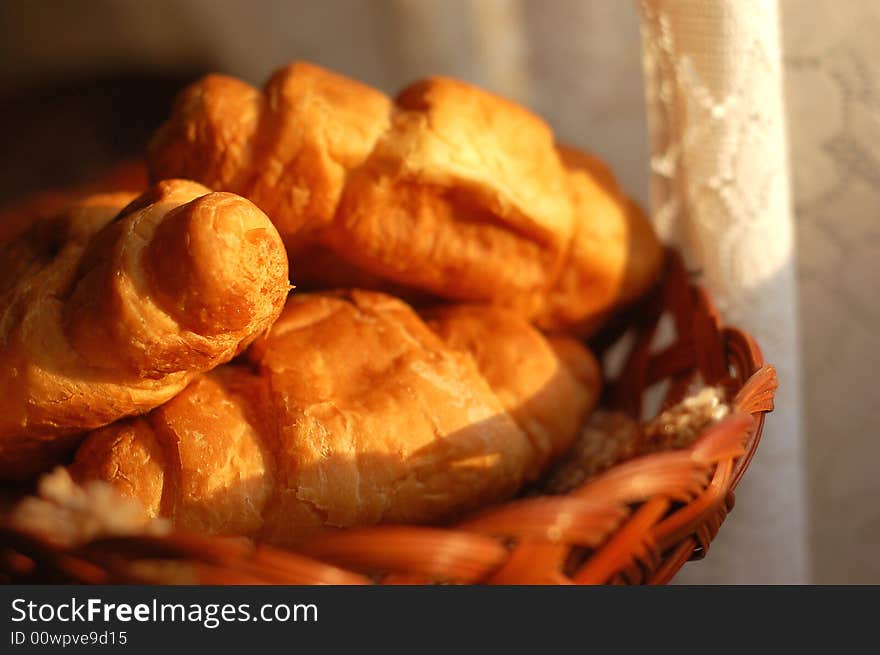 Fresh Croissants In Basket