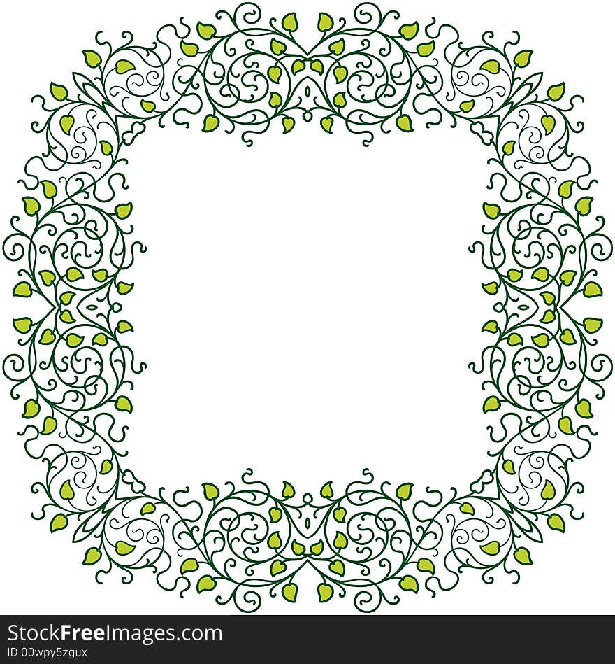 Abstract frame with plant ornament - graphic illustration