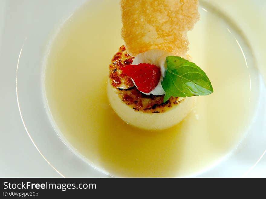 A perfect dessert with cream and strawberry. A perfect dessert with cream and strawberry