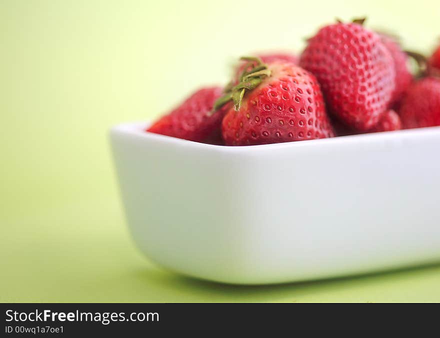 Fresh strawberries in white bowl. Fresh strawberries in white bowl