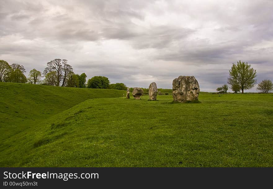 A section of the Neolithic stone circle at Avebury in Wiltshire.