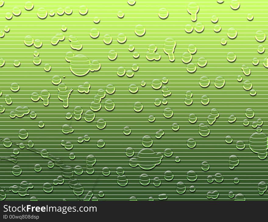 Water droplets on green - digital illustration