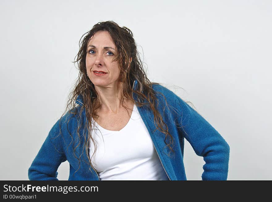 Attractive middle-aged caucasian woman with long brown hair. Attractive middle-aged caucasian woman with long brown hair.