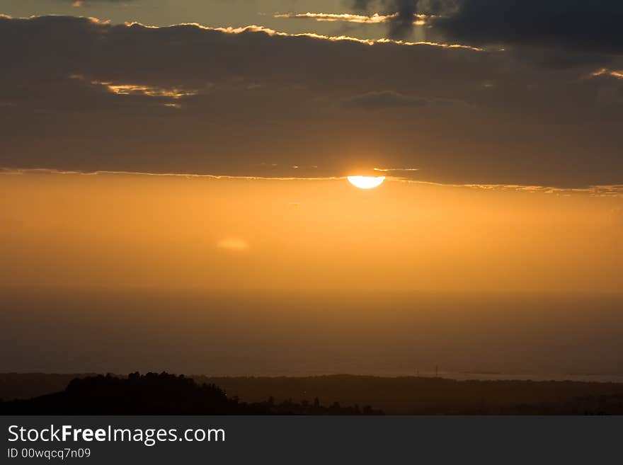 Beautiful sunset on the Mediterranean coast