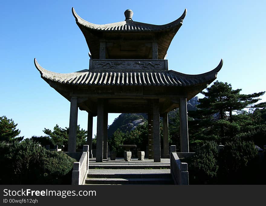 Haixin gloriette at central sea of huangshan mountain