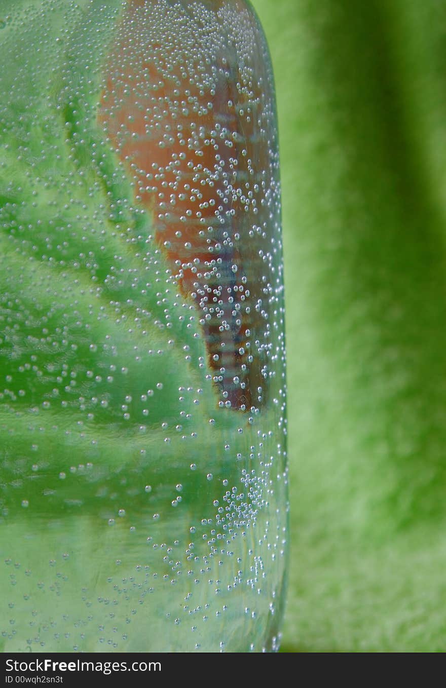 Bubbles on walls glass banks on a green background