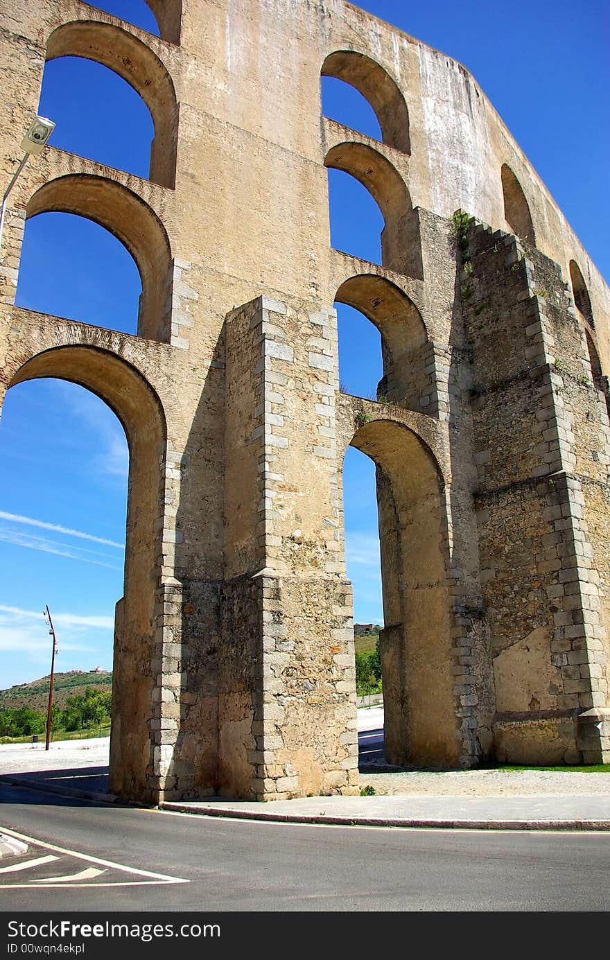 Aqueduct  In Old City Of Elvas.