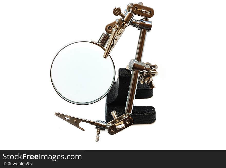 Magnifier with clips for soldering