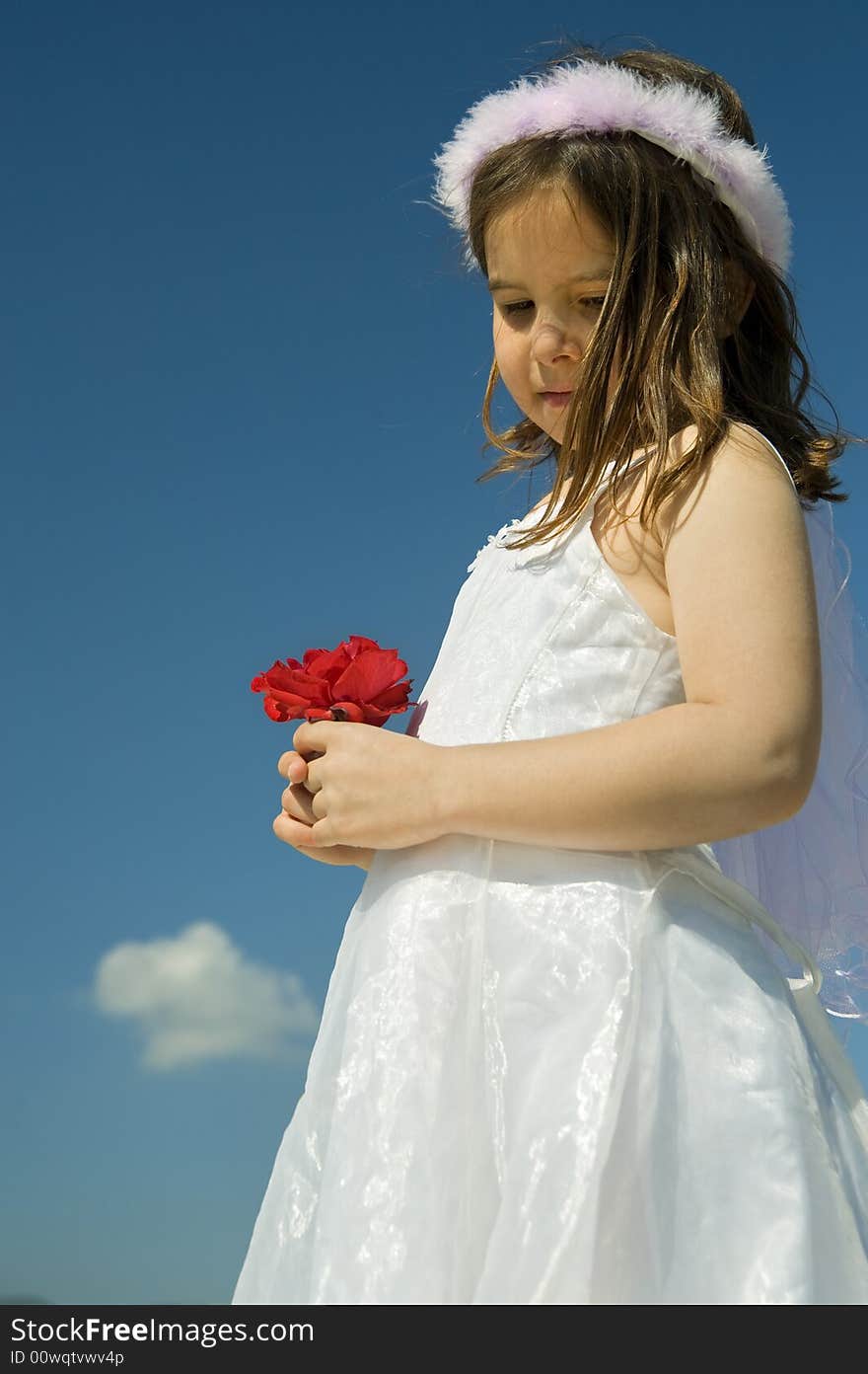 Girl Holding Red Roses