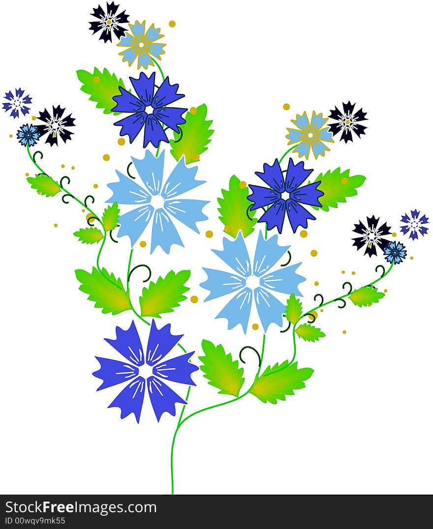 blue flowers in white background