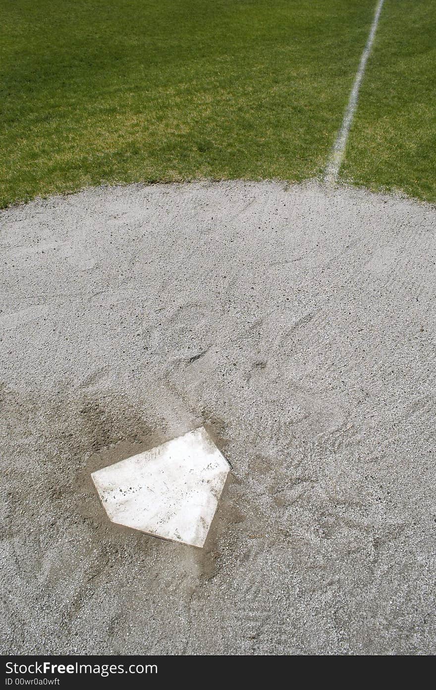 Home plate on baseball field with copy space