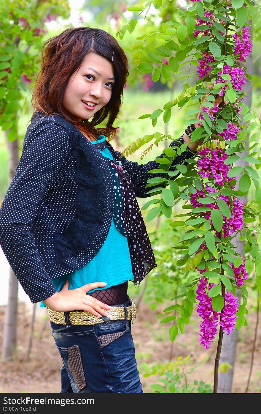 Young Girl And Flowers