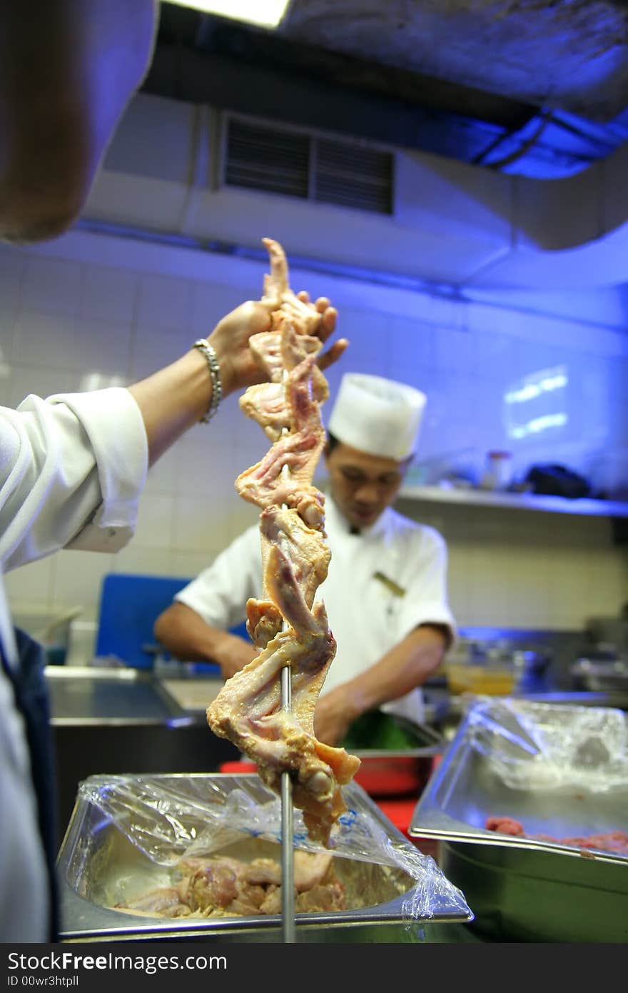 Chicken kebab at butcher