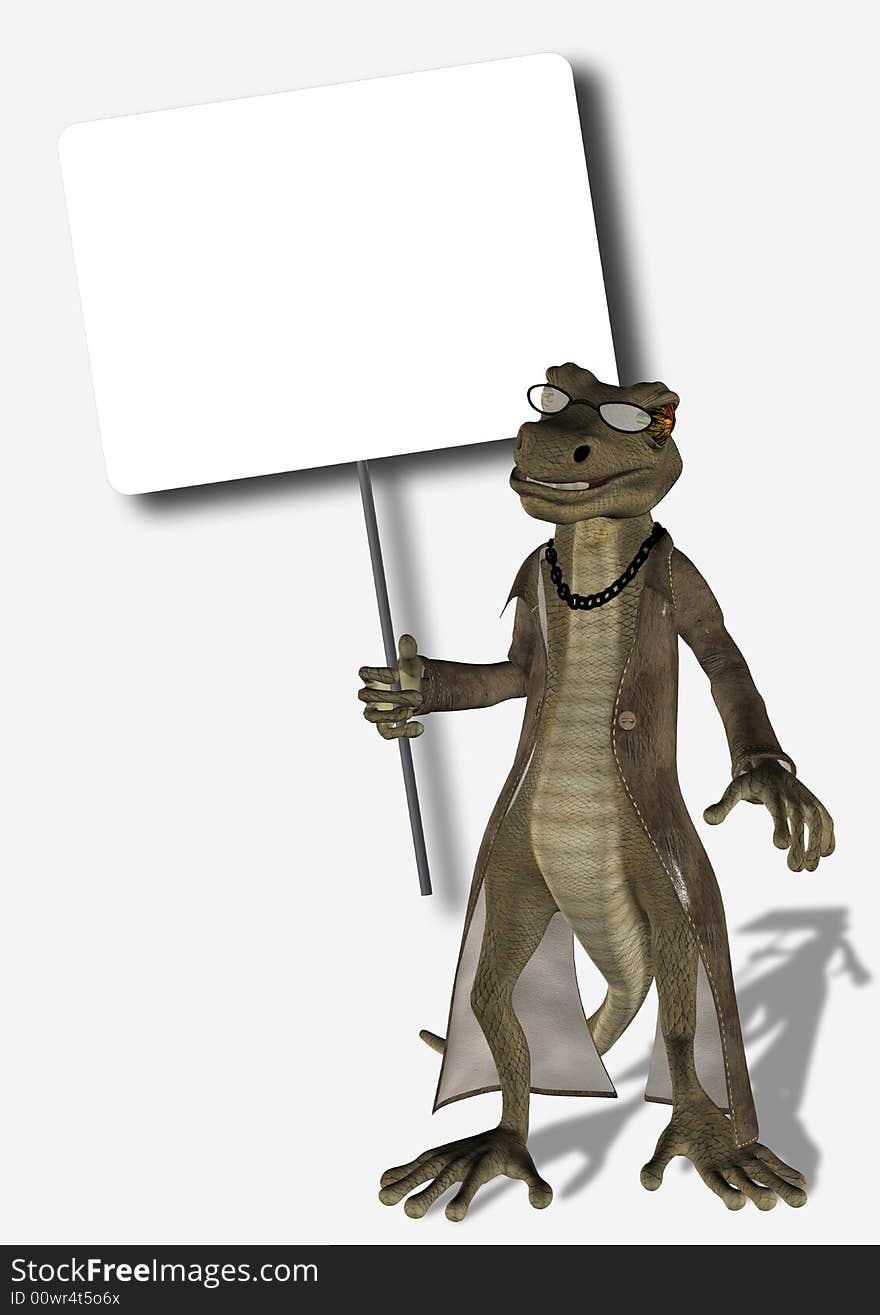 Cool Lizard Holding Sign