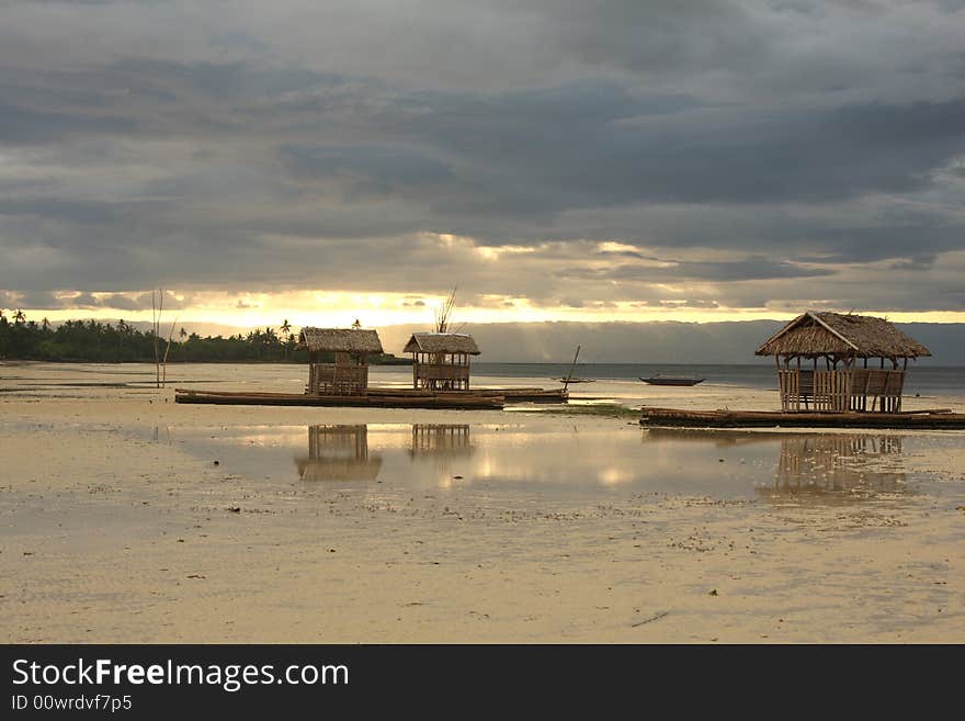 Bamboo floating house / restaurant in Bohol, Philippines