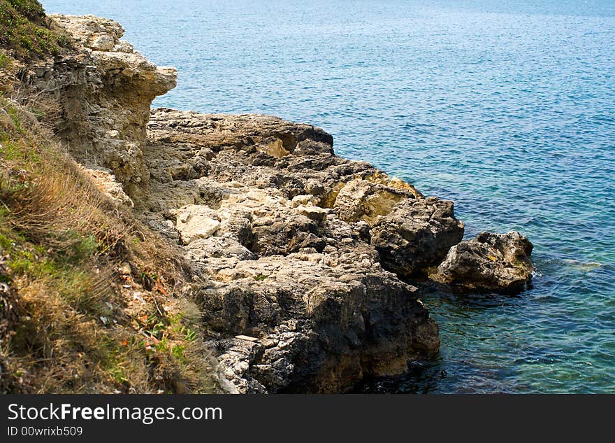 Blue sea and rocky mountains, shot in Crimea - 2. Blue sea and rocky mountains, shot in Crimea - 2