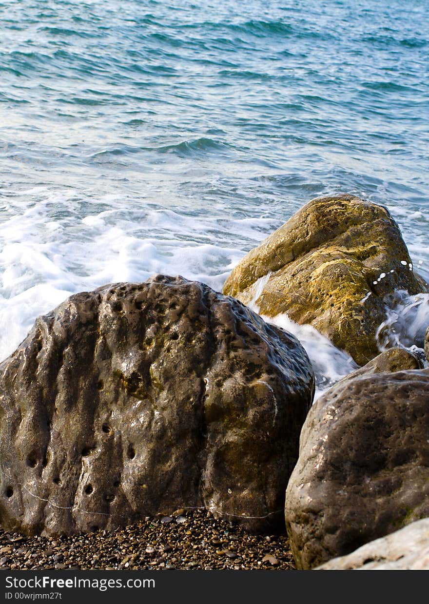 Sea Tide Over Rocks