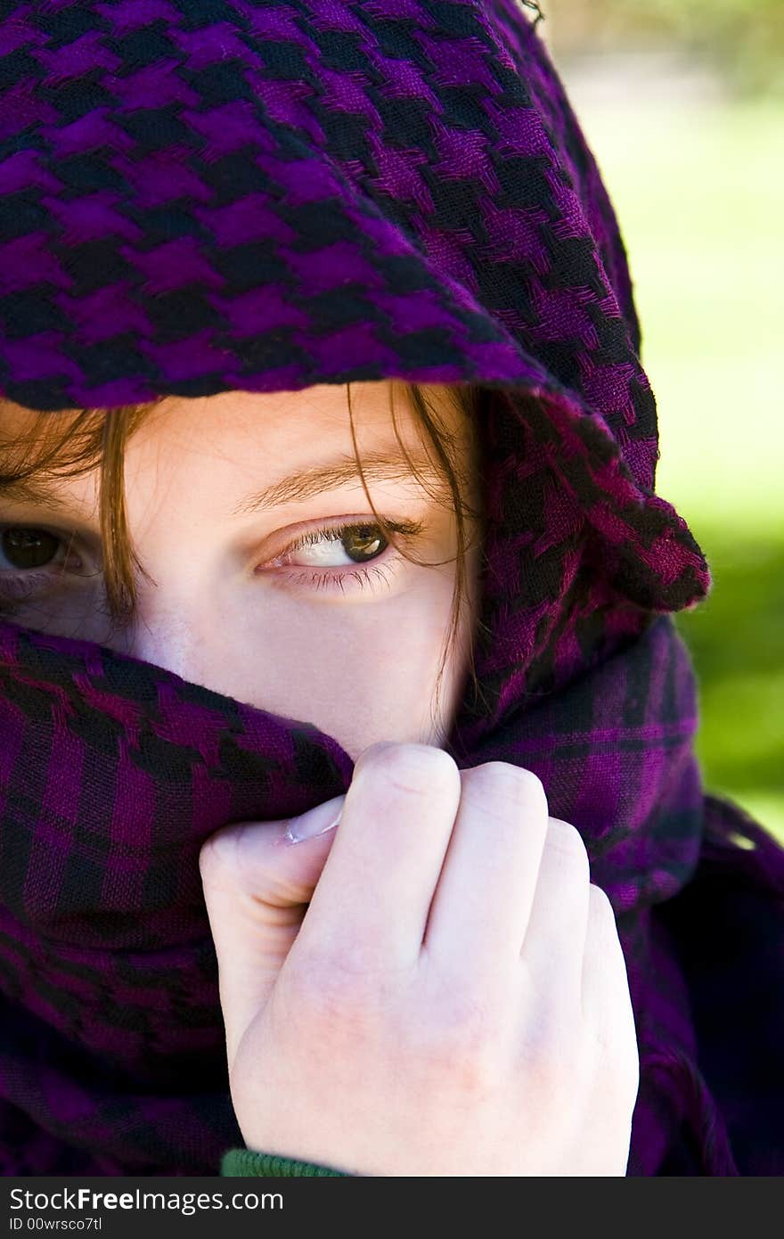 Hidden woman on veil