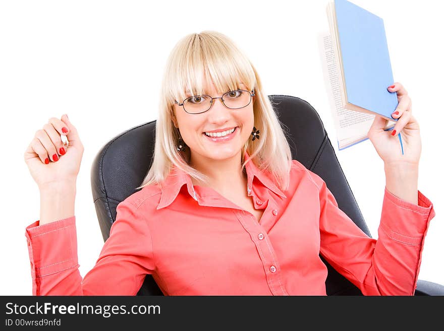 Happy student with textbook