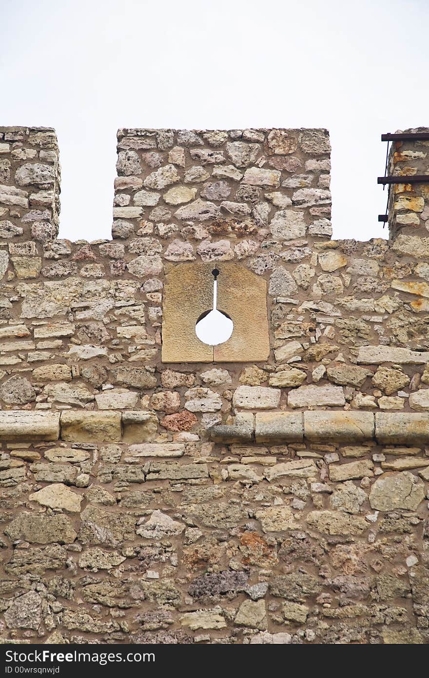 Loophole of the castle at chinchilla village in albacete spain