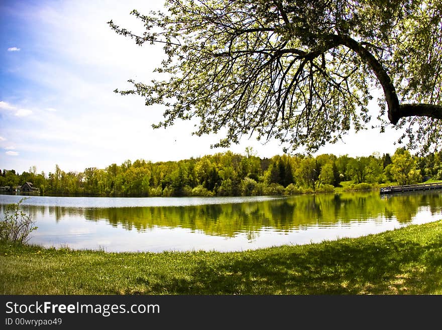 Beautiful lake with brilliant rerflection in summer during early morning. Beautiful lake with brilliant rerflection in summer during early morning