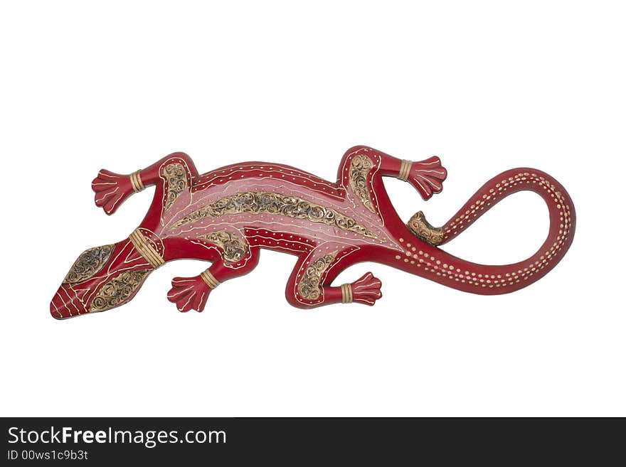 Handmade Antique African Wooden Lizard