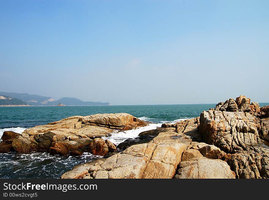 The reef and the blue sea in ShenZhen ocean. The reef and the blue sea in ShenZhen ocean