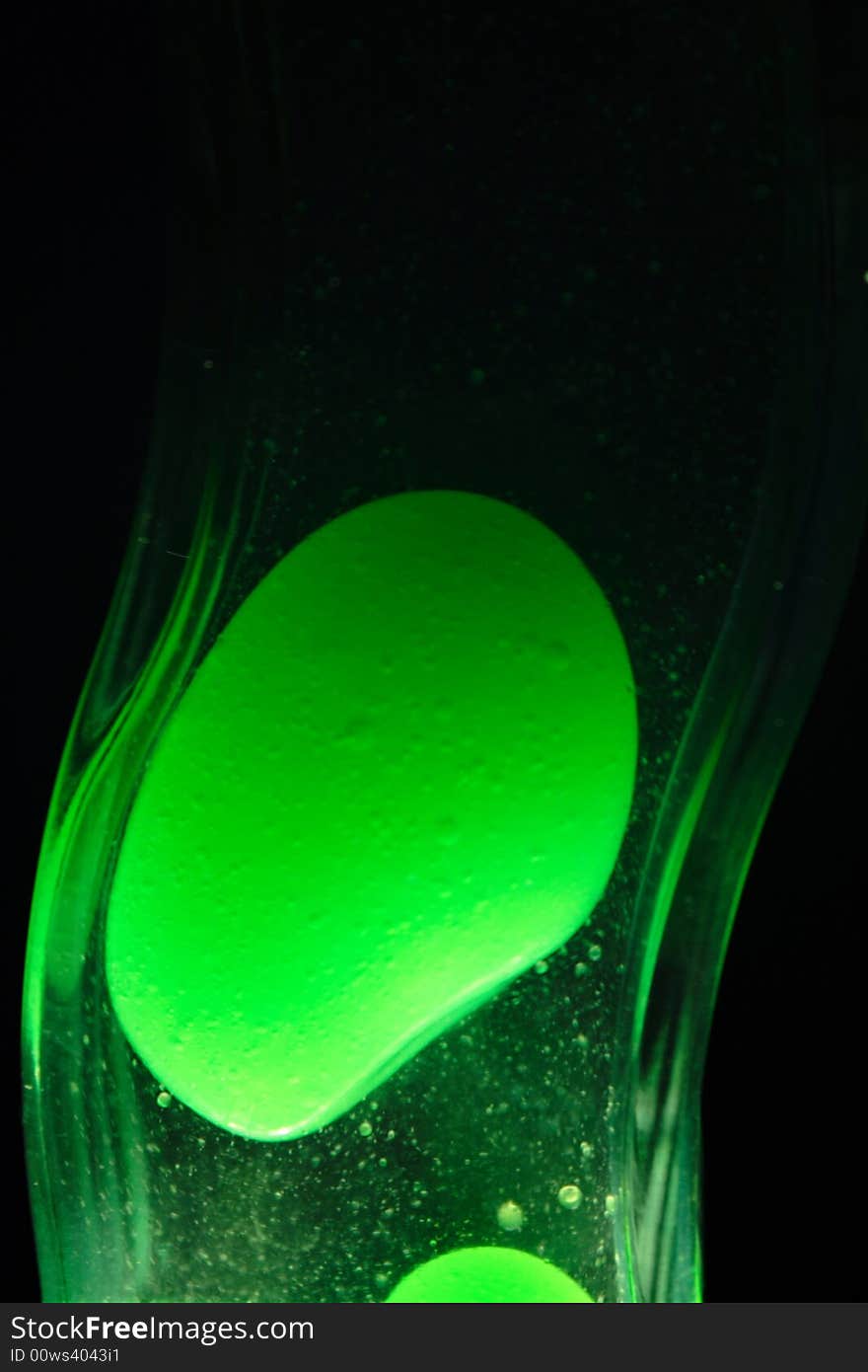 Green bubble on the black background