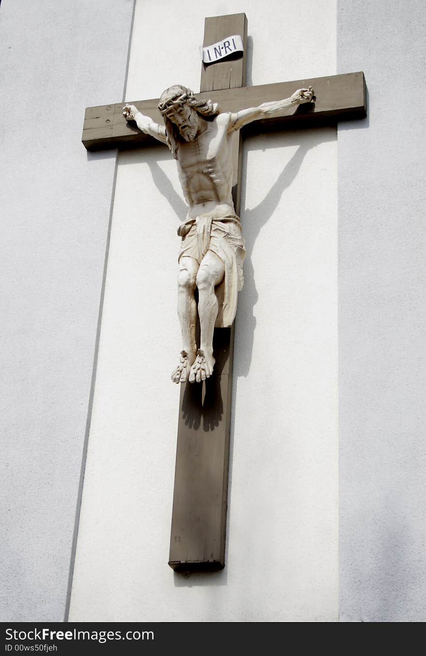 Sculpture on the cross, religion symbol. Sculpture on the cross, religion symbol