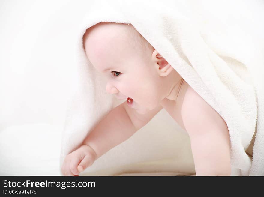 Beautiful baby. Shot in studio. Isolated on white. Beautiful baby. Shot in studio. Isolated on white.