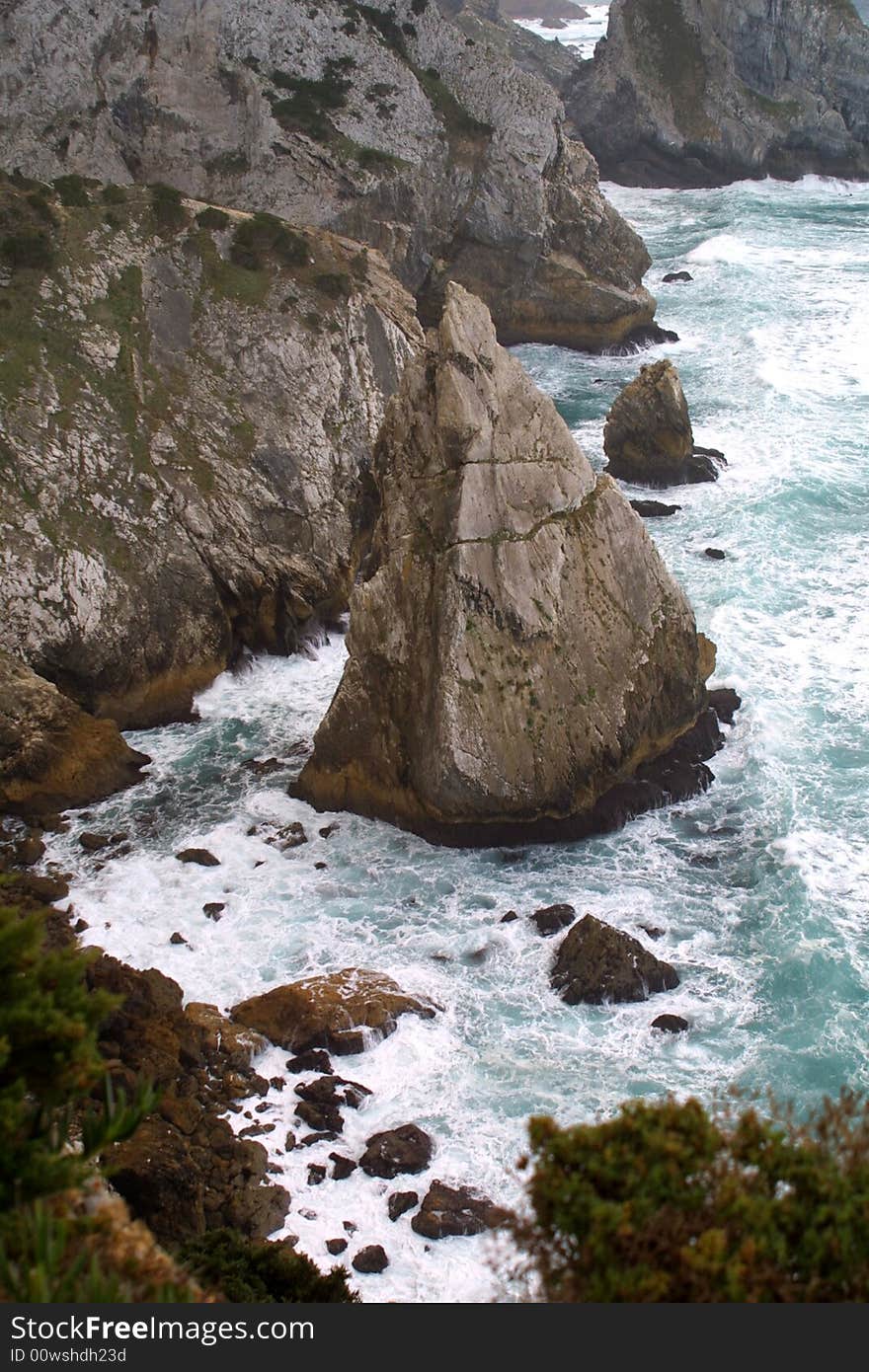 Coastline in cape roca in portugal