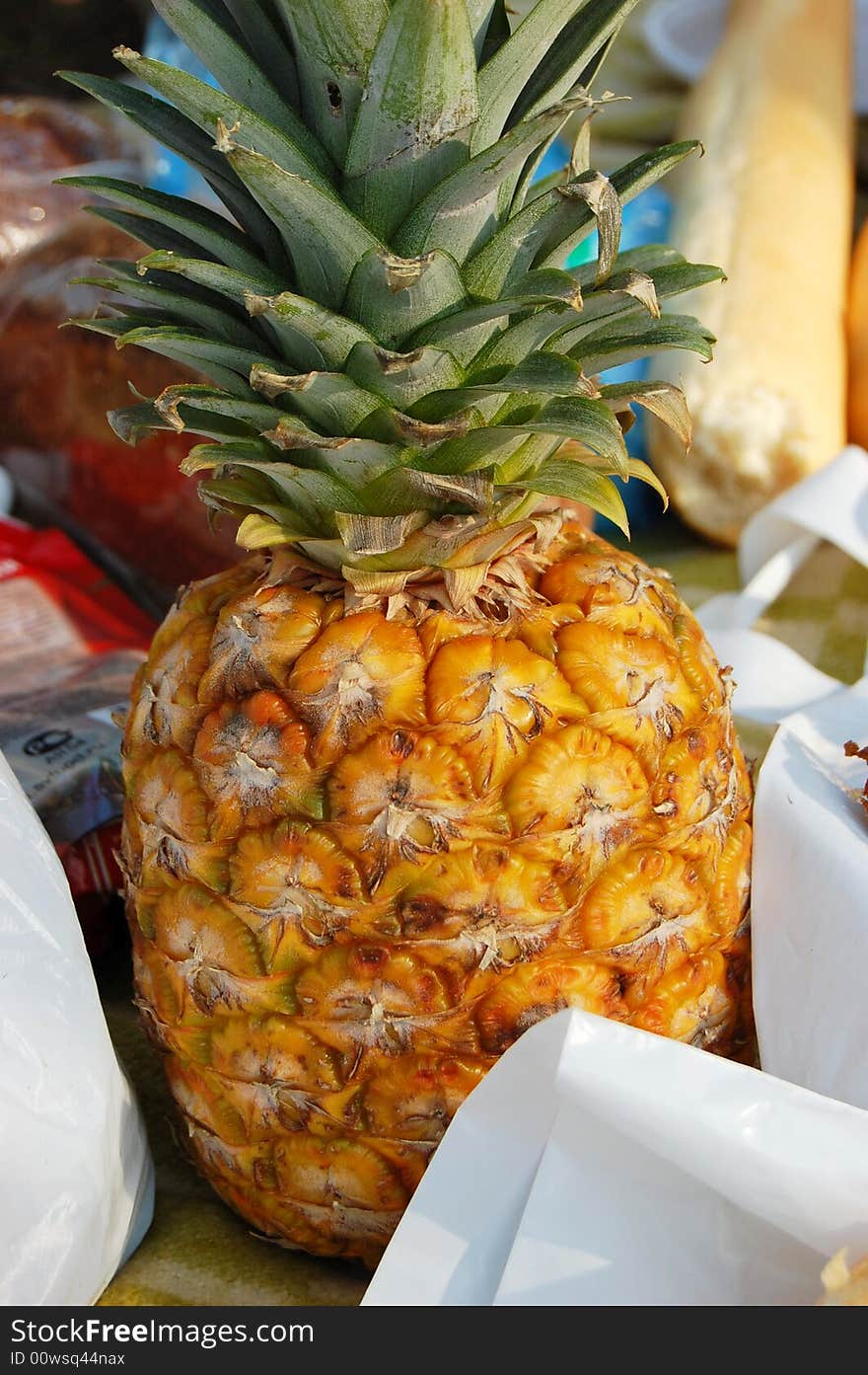 Fruit still life: food ananas,  bread