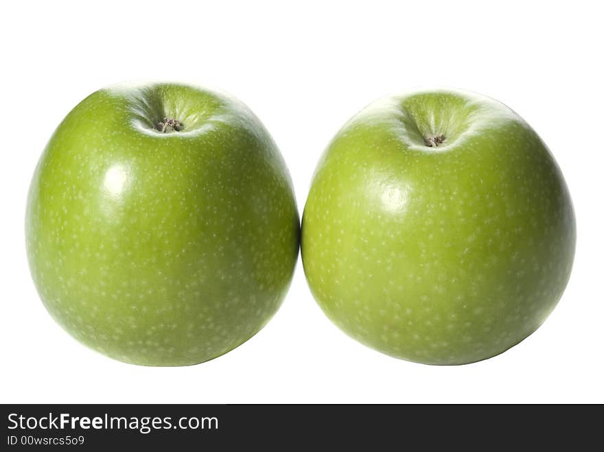 Green apple isolated on the white background. Back light source. Green apple isolated on the white background. Back light source.