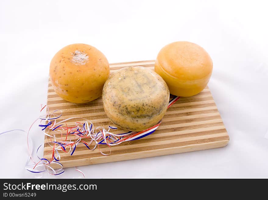 Traditional Dutch cheese on a kitchen board