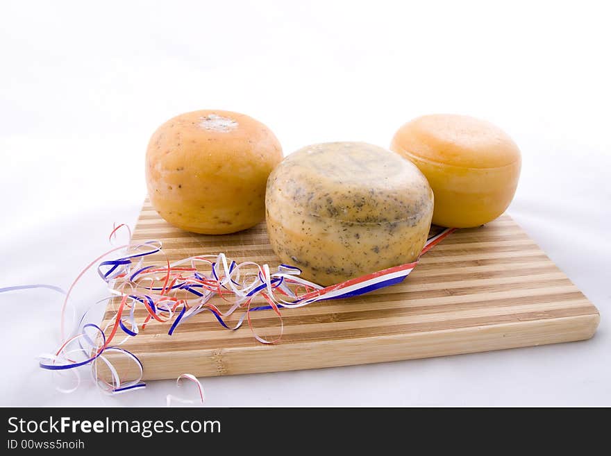 Traditional Dutch cheese on a kitchen board