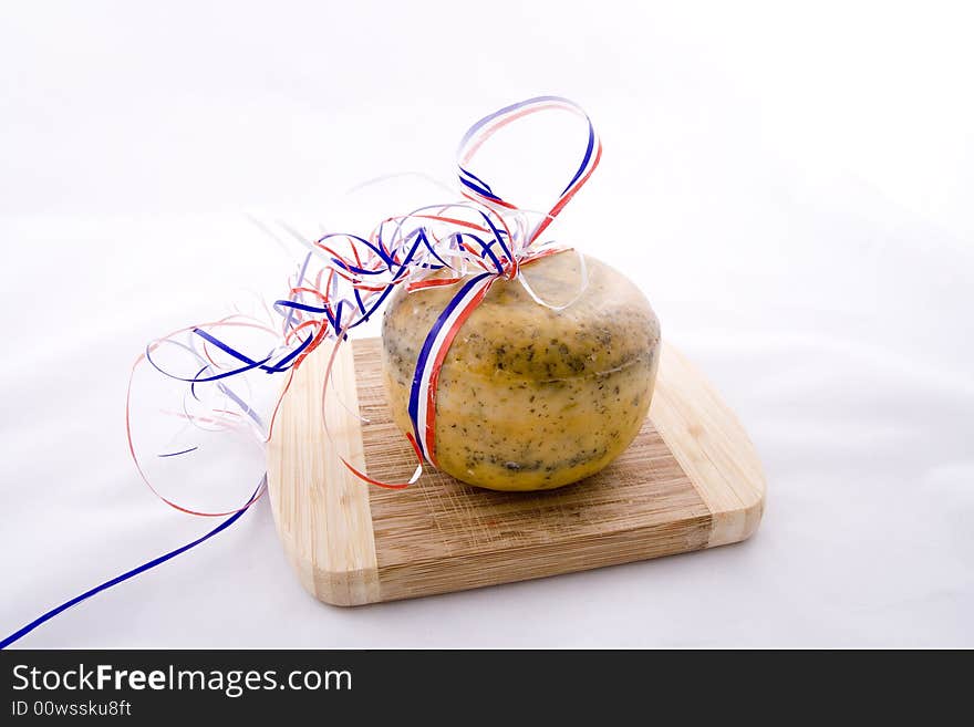 Traditional Dutch cheese on a kitchen board