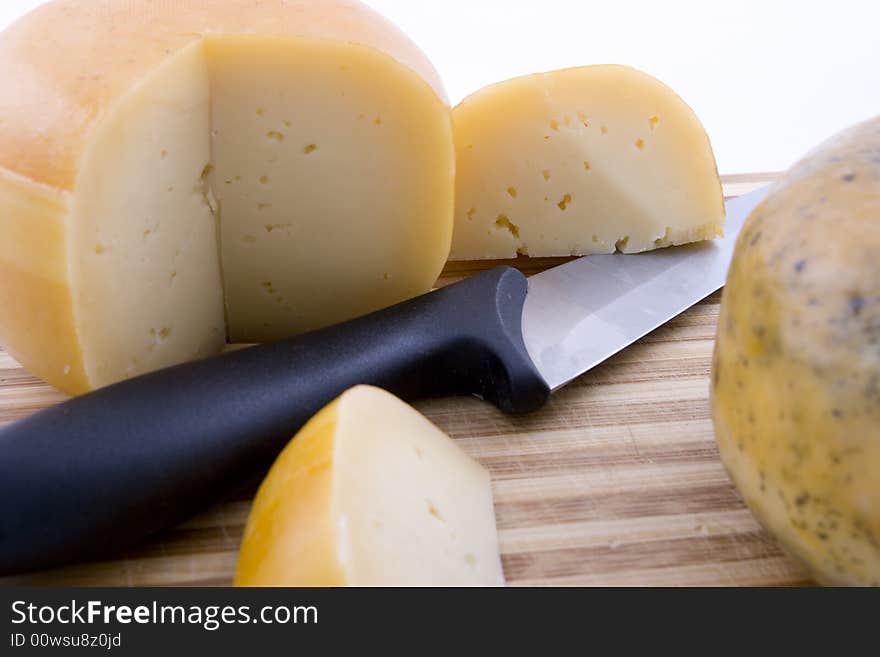 Traditional Dutch cheese on a kitchen board