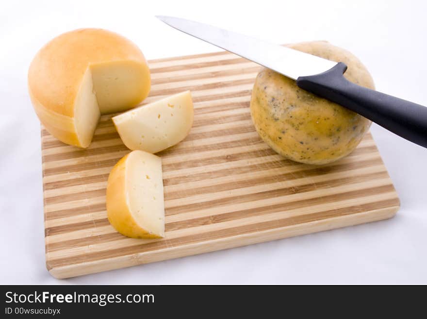 Traditional Dutch cheese on a kitchen board