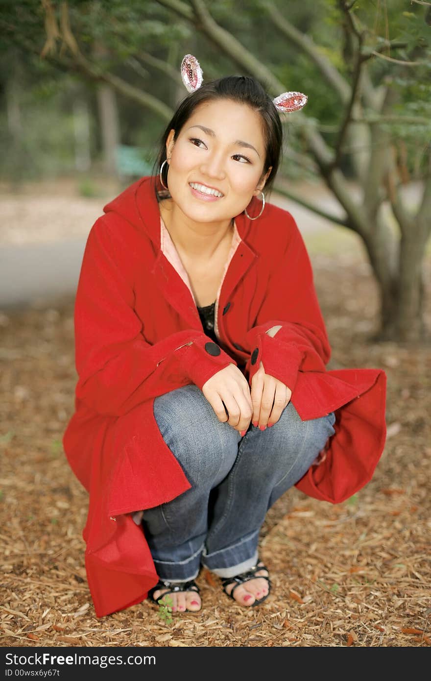 Asian Girl with Bunny Ears