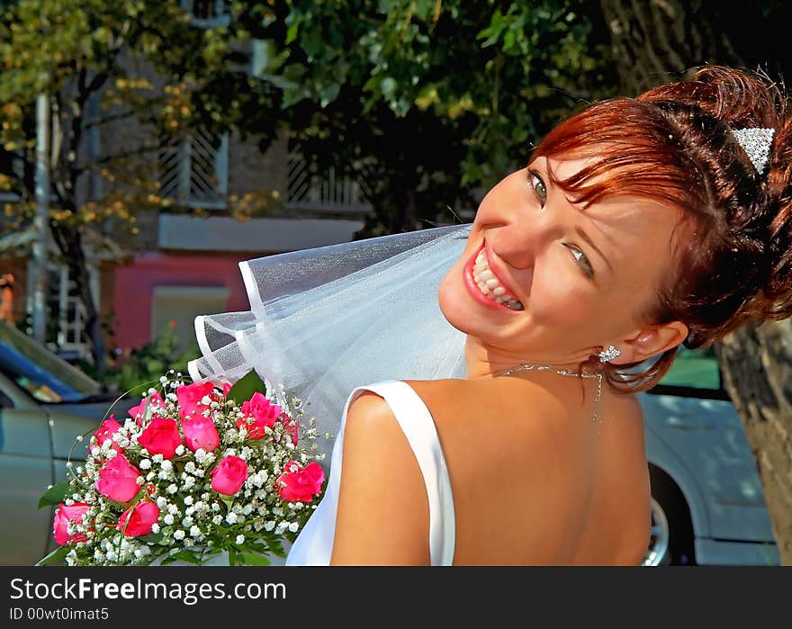 Bride With The Bunch Of Flowers