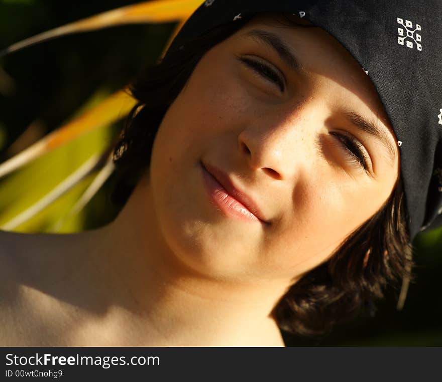 Headshot of a young boy looking at the camera. Headshot of a young boy looking at the camera