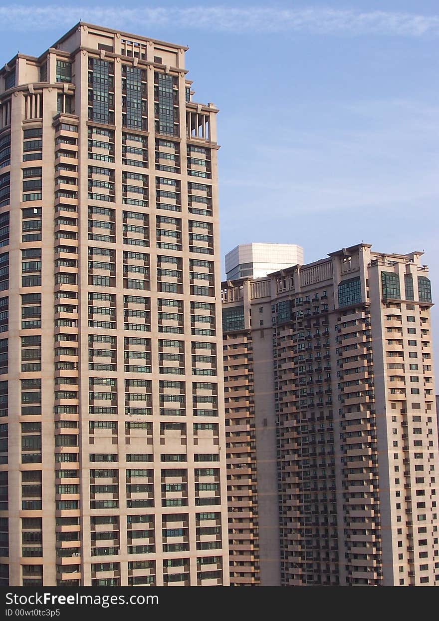 Office building under blue sky