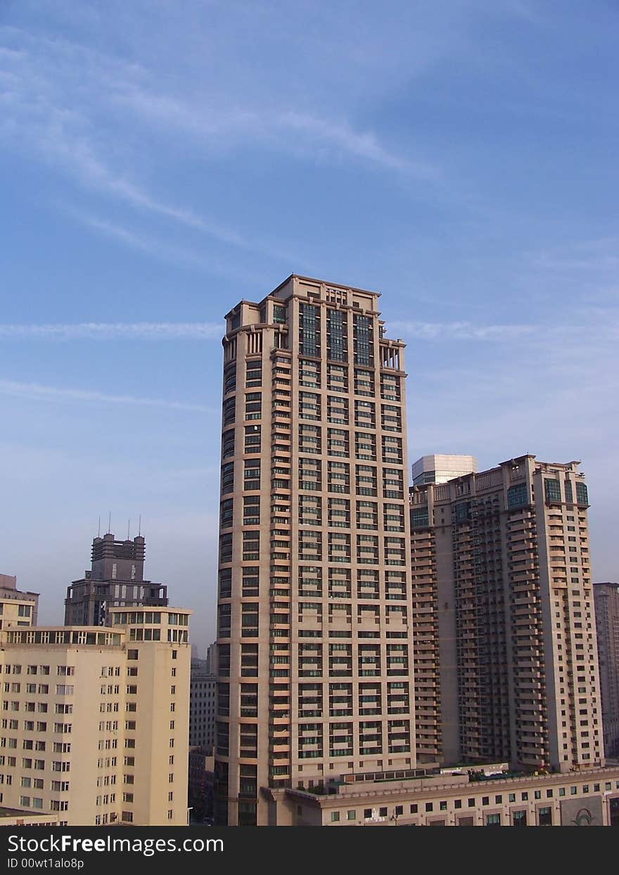 Office building under blue sky