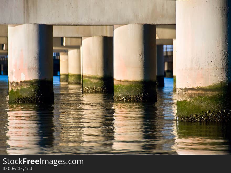 Column pattern on the water with calm reflections. Column pattern on the water with calm reflections